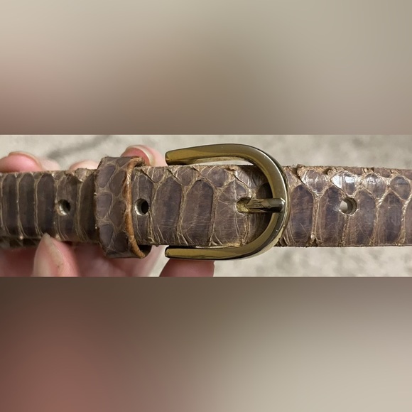 MACY’S brown tan snakeskin snake skin leather waist belt Small S - Picture 4 of 6